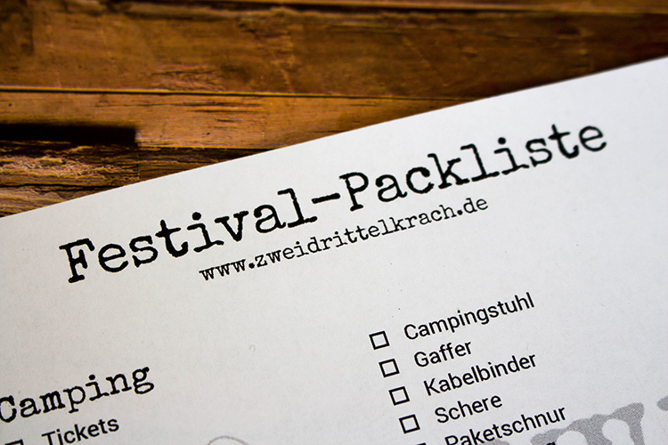 Festival Packliste 2017